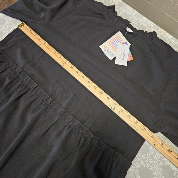 LuLaRoe Dress Size L Anabelle Black Button Back Unlined - Picture 7 of 10